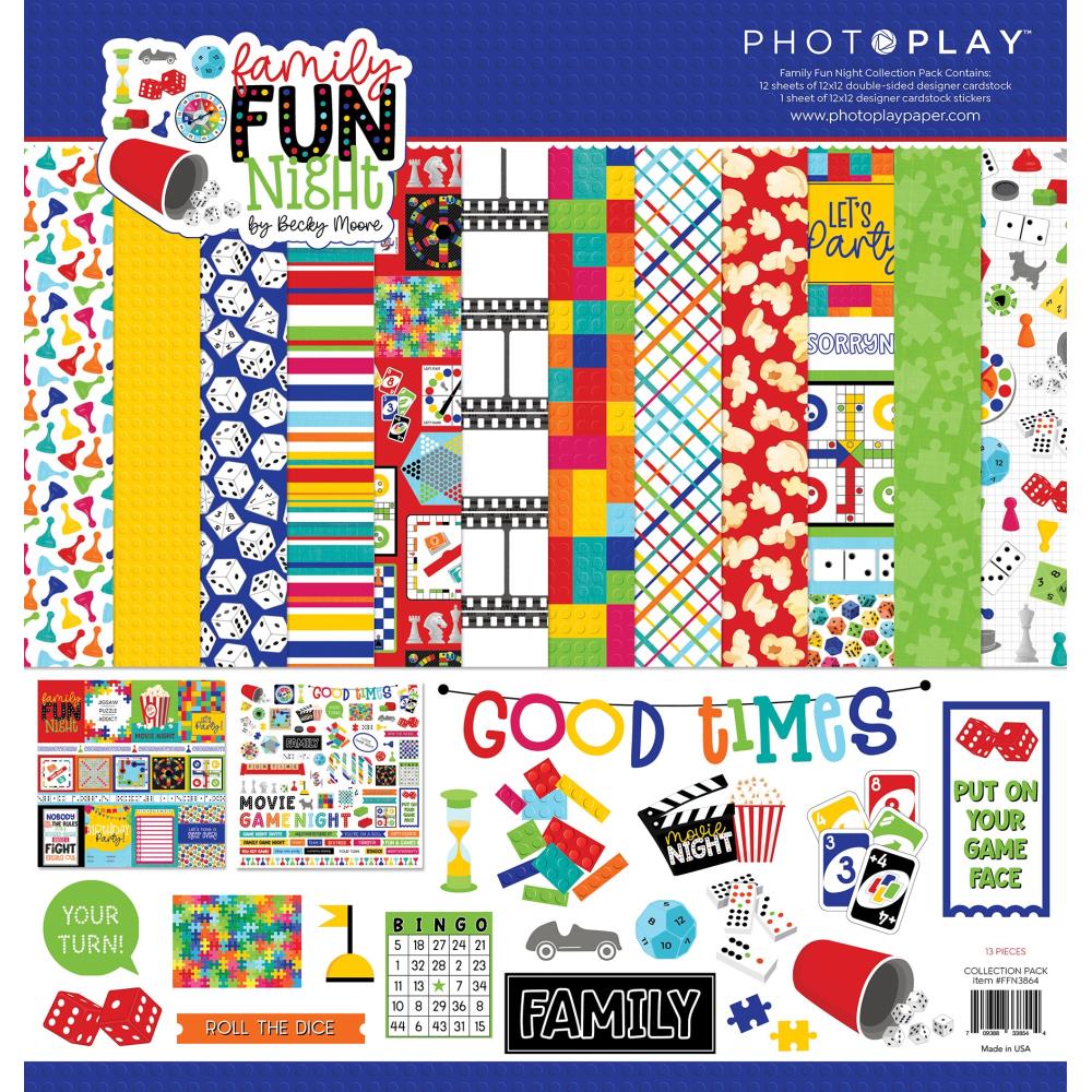 Game Night Let's Roll Dice 12x12 Scrapbook Paper - Reminisce