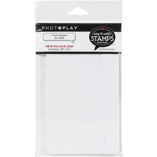 Say It With Stamps #6 White Envelopes 10/Pkg - Photoplay Paper