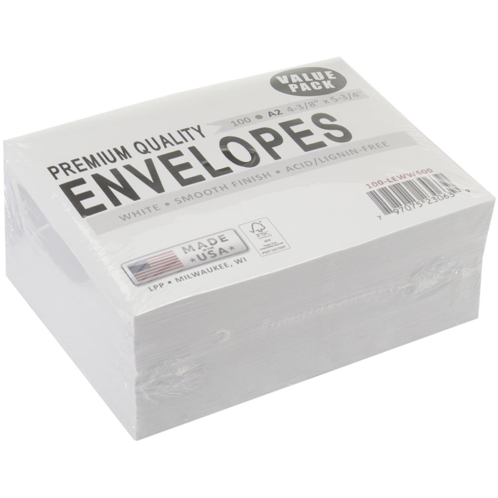 A2 Envelopes Value Pack White 100/Pkg - Leader Paper Products