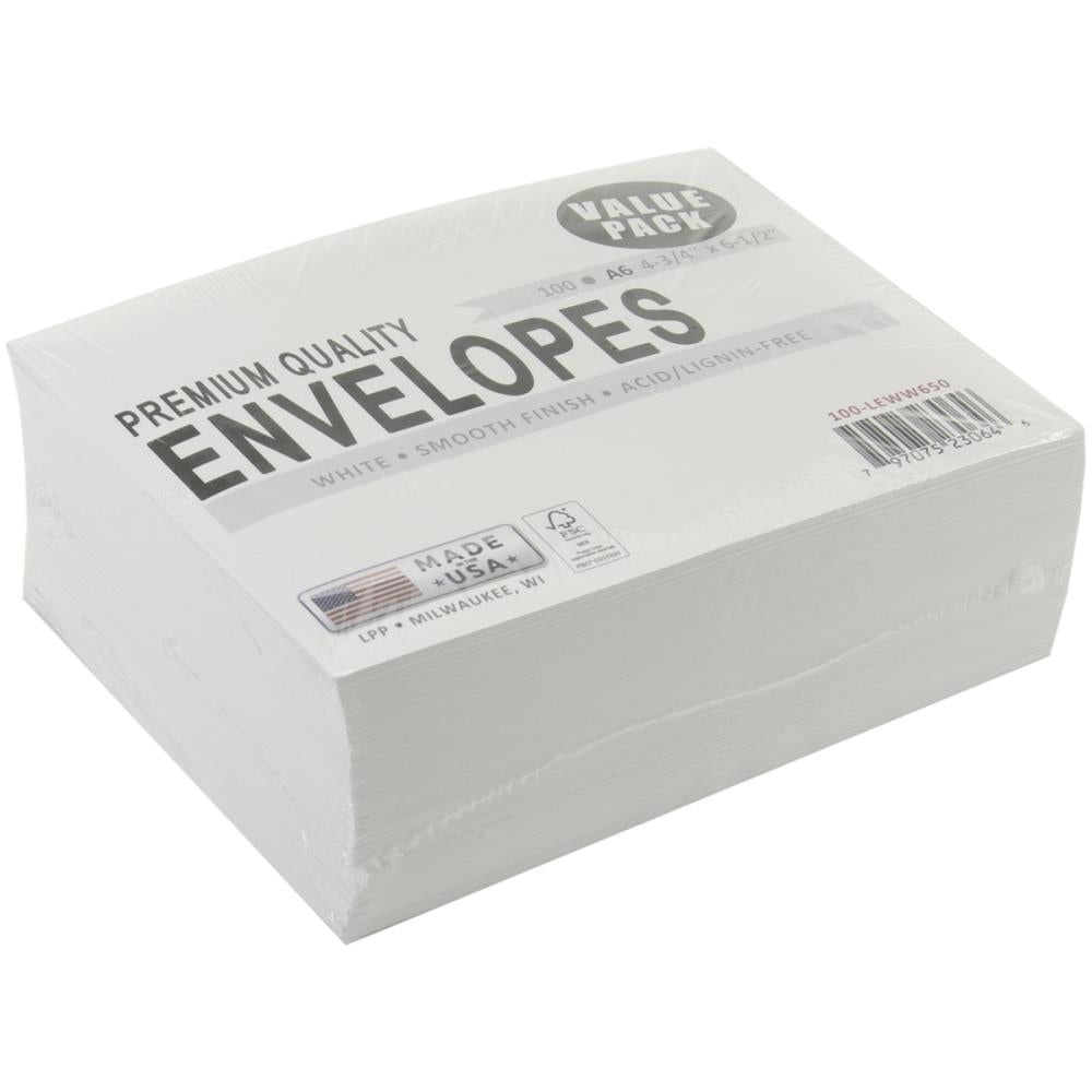 A6 Envelopes Value Pack White 100/Pkg - Leader Paper Products