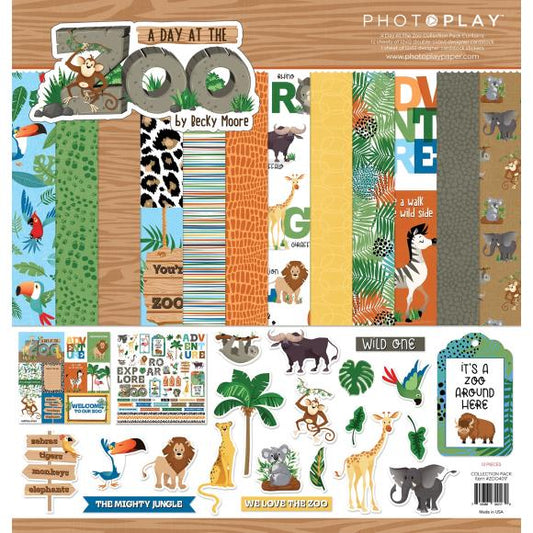 A Day at the Zoo 12x12 Pattern Paper Pack Photoplay Paper