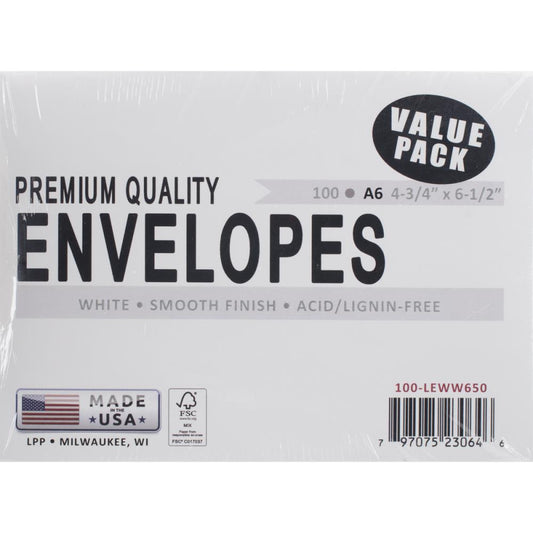 A2 Envelopes Value Pack White 100/Pkg - Leader Paper Products