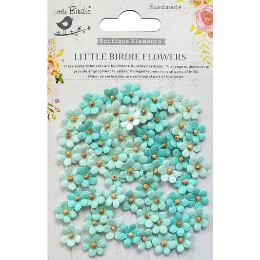 Little Birdie Handmade Petals Flowers Beaded Micro Arctic Ice Teals 60 per Package
