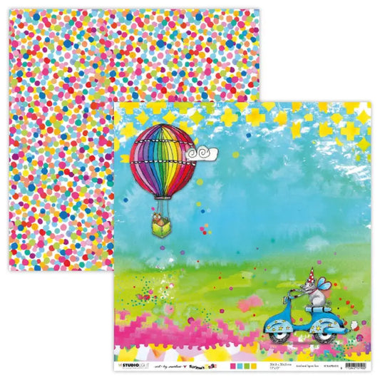 Marlene's World Multi Color Brights Dot 12x12 Scrapbook Paper by Studio Light