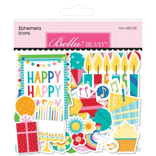 Birthday Bash Icons Cardstock Ephemera - Bella Blvd