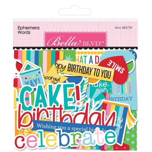 Birthday Bash Words Cardstock Ephemera Die Cuts - Bella Blvd