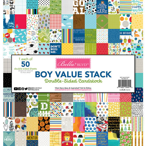 Boy Value Stack 12x12 Pattern Scrapbook Paper Pack - Bella Blvd
