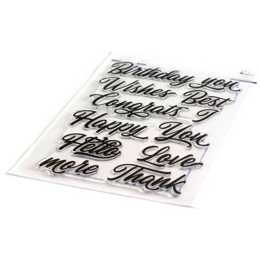 Brushed Sentiments Clear Stamp, Die and Stencil Set Pinkfresh Studio