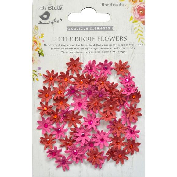 Little Birdie Handmade Flowers Beaded Micro Candy Mix Red and Pink 60 per Package