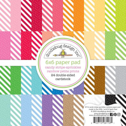 Doodlebug Petite Prints Candy Stripe Sprinkles Double Sided 6x6 Pattern Paper Pad