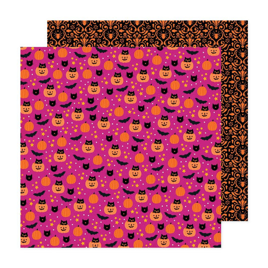 Cats N Bats Happy Halloween 12x12 Scrapbook Pattern Paper Double Sided - American Crafts