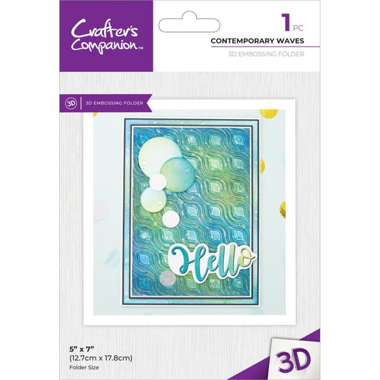 Contemporary Waves 3D Embossing Folder 5x7 - Crafters Companion
