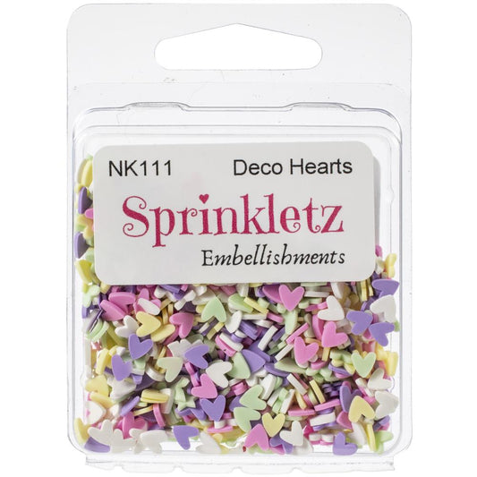 Pastel Deco Hearts Sprinkletz Embellishments for Crafts by Buttons Galore