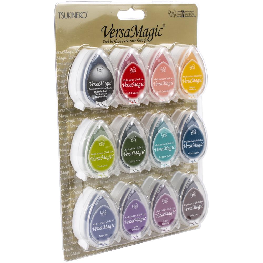 VersaMagic Dew Drop Multi-Surface Chalk Ink Pads 12 Assorted Colors