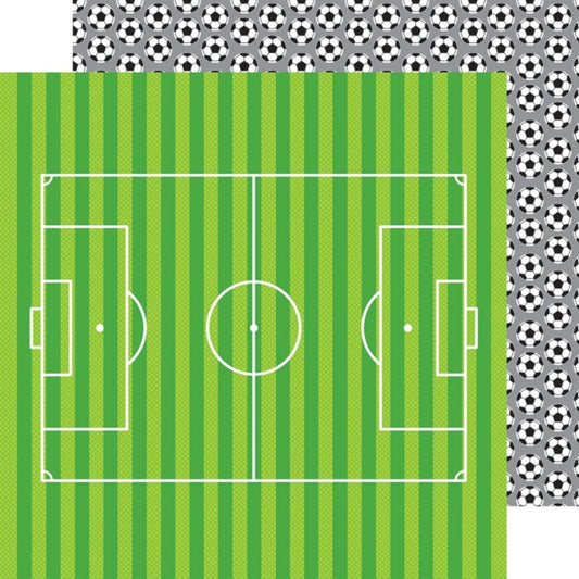 Soccer Balls Goal! 12x12 Double Sided Scrapbook Paper - Doodlebug