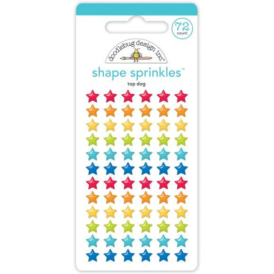 Doodlebug Sprinkles Adhesive Enamels Shapes Brights Assortment Stars - Top Dog