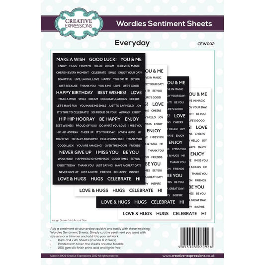 Wordies Everyday Sentiment Sheets Foilable by Creative Expressions