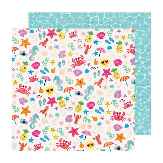 Fun in the Sun Beach Days Double Sided 12x12 Scrapbook Paper - Pebbles by American Crafts