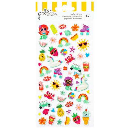Fun in the Sun Glossy Icons Puffy Stickers - Pebbles by American Crafts