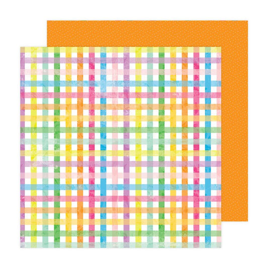 Fun in the Sun Picnic Plaid Double Sided 12x12 Scrapbook Paper - Pebbles by American Crafts