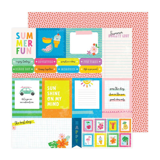 Fun in the Sun Sunny Journaling Double Sided 12x12 Scrapbook Paper - Pebbles by American Crafts