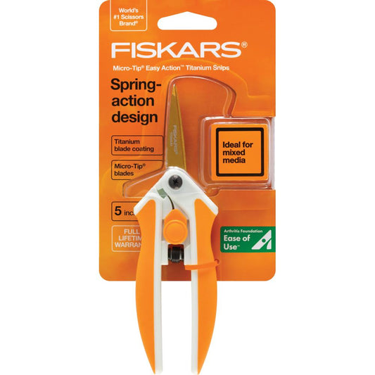 Fiskars Easy Spring Action Titanium Micro-Tip Scissors 5"