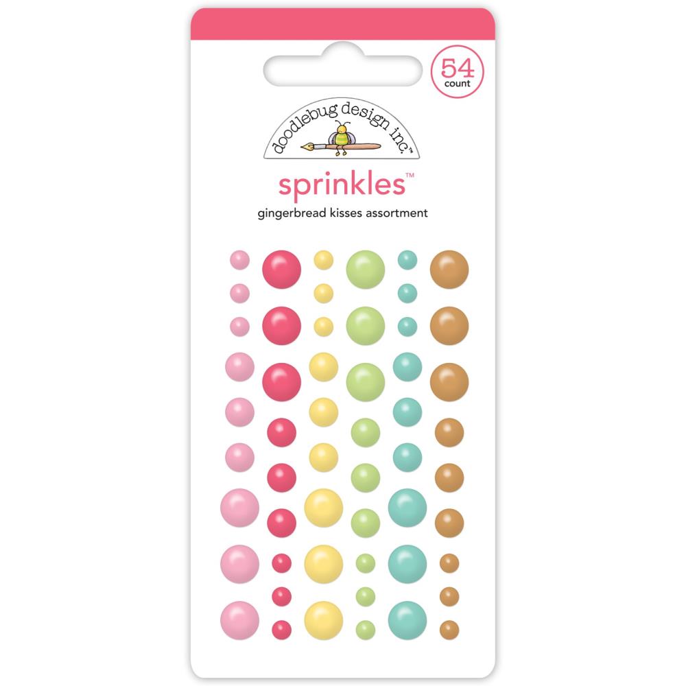 Doodlebug Sprinkles Adhesive Enamel Shapes Gingerbread Kisses Assortment Dots