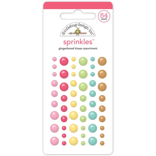 Doodlebug Sprinkles Adhesive Enamel Shapes Gingerbread Kisses Assortment Dots