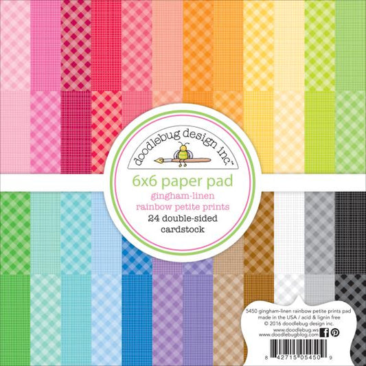 Doodlebug Petite Prints Gingham and Linen Double Sided 6x6 Pattern Paper Pad
