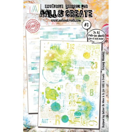 A5 Rub-Ons Green Meanies by AALL and Create