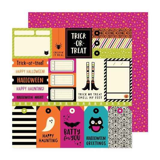 Tags Happy Halloween 12x12 Scrapbook Pattern Paper - American Crafts