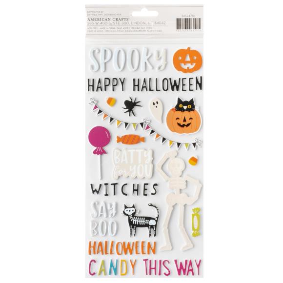 Happy Halloween Phrase Holographic Thickers Stickers 6x8 - American Crafts