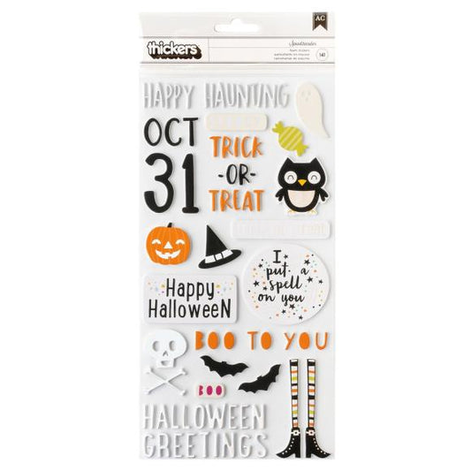 Happy Halloween Phrase Holographic Foil on Foam Thickers Stickers 6x8 - American Crafts - American Crafts