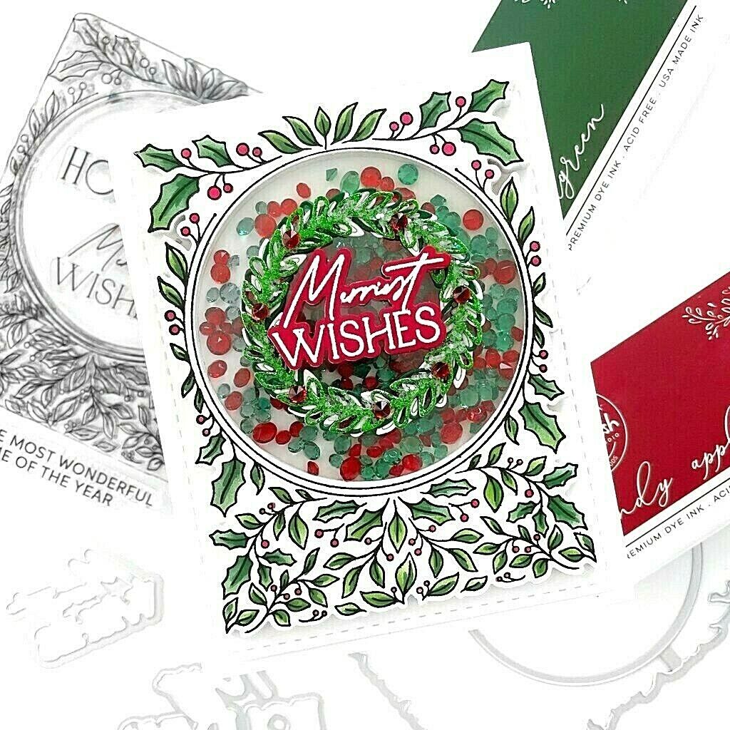 Happy Holidays Stamp and Layering Stencil Set - Pinkfresh Studio
