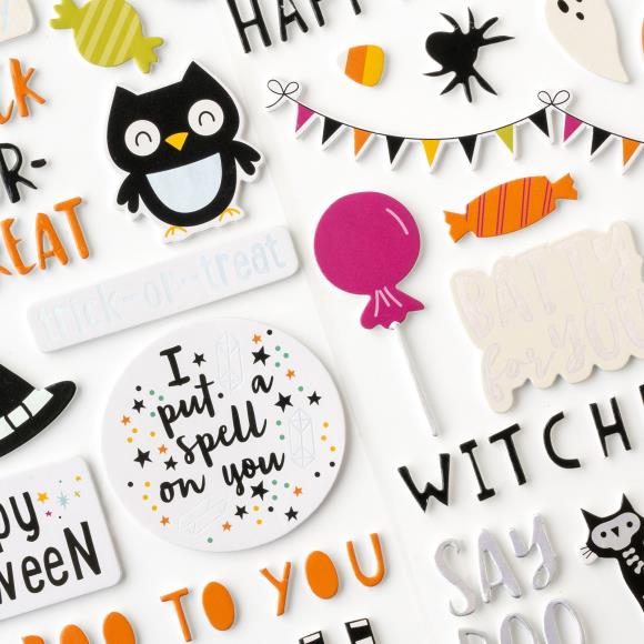 Happy Halloween Phrase Holographic Thickers Stickers 6x8 - American Crafts