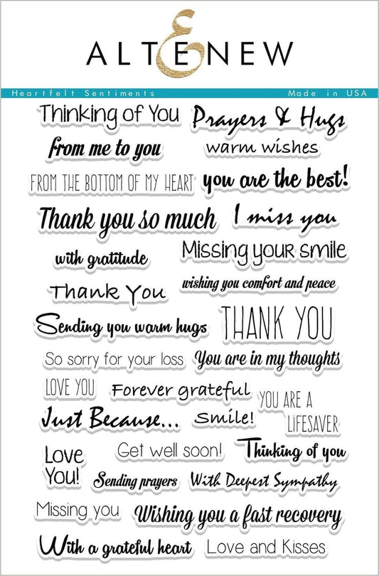 Altenew - Heartfelt Sentiments Stamp Set Thank You Get Well Love You Thinking of You 