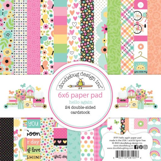 Doodlebug Hello Again Double Sided 6x6 Pattern Paper Pad