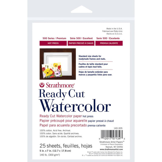 Strathmore Watercolor Paper Pack 5x7 Hot Press Finish