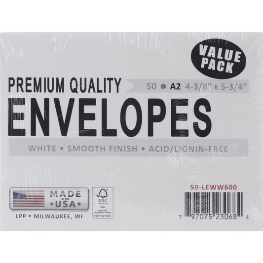 A2 Envelopes Value Pack White 50/Pkg - Leader Paper Products