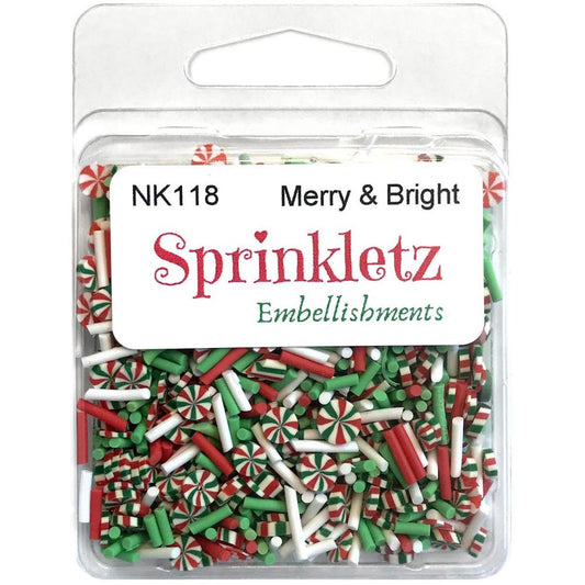 Merry and Bright Christmas Holiday Sprinkletz Embellishments for Crafts by Buttons Galore