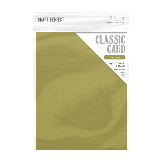 Olive Green - Craft Perfect Weave Textured Classic Cardstock 8.5"X11" 10/Pkg