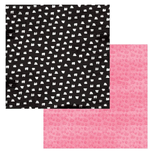 Painterly Beautiful Things Double Sided 12x12 Scrapbook Paper - Bo Bunny Black and Pink
