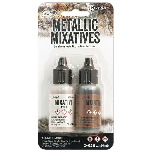 Tim Holtz Alcohol Ink Metallic Mixatives .5oz Pearl and Copper