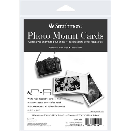 Copy of White Photo Mount Emboss Frame Cards and Envelopes by Strathmore 5x6.875 inch 6/Pkg