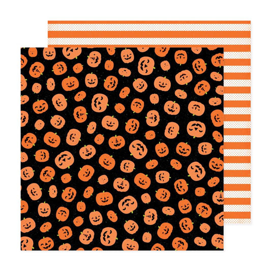Pumpkins and Orange Stripe Happy Halloween 12x12 Scrapbook Pattern Paper Double Sided - American Crafts