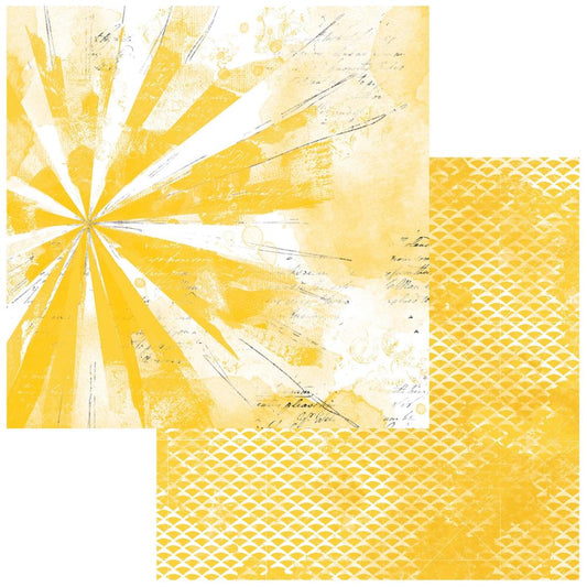 Vintage Artistry Ray of Sunshine - 49 and Market -12x12 Scrapbook Paper Yellow