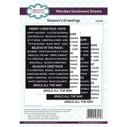 Wordies Seasons Greetings Sentiment Sheets Toner Foilable by Creative Expressions