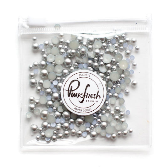 Matte Silver Metallic Pearl Drops Embellishments Essentials by Pinkfresh Studio