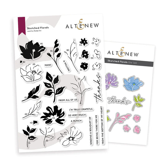 Altenew - Sketched Florals Stamp and Die Set Bundle