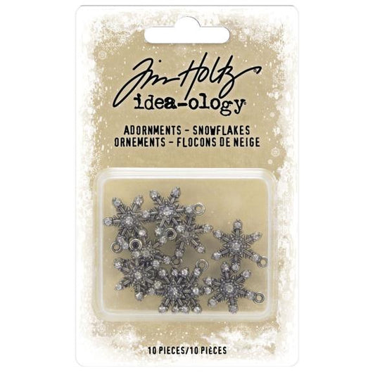 Tim Holtz Idea-ology Snowflakes Metal Adornments 10 Pieces
